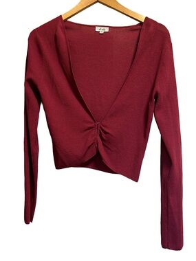Vintage Y2K di vita Magenta Cinch Front Ribbed Knit Top Pink Barbiecore Blouse M